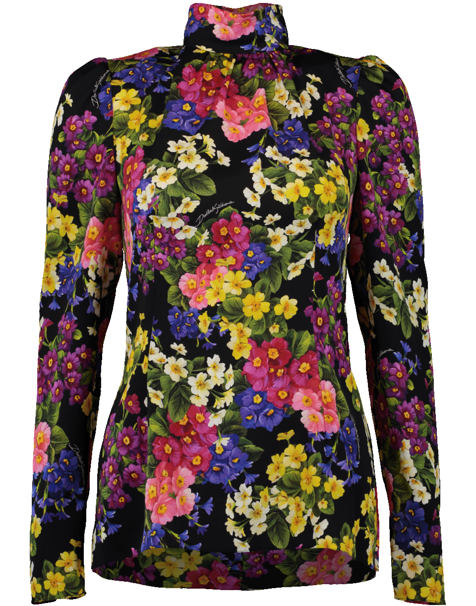 DOLCE & GABBANA-Floral Turtle Neck Blouse-