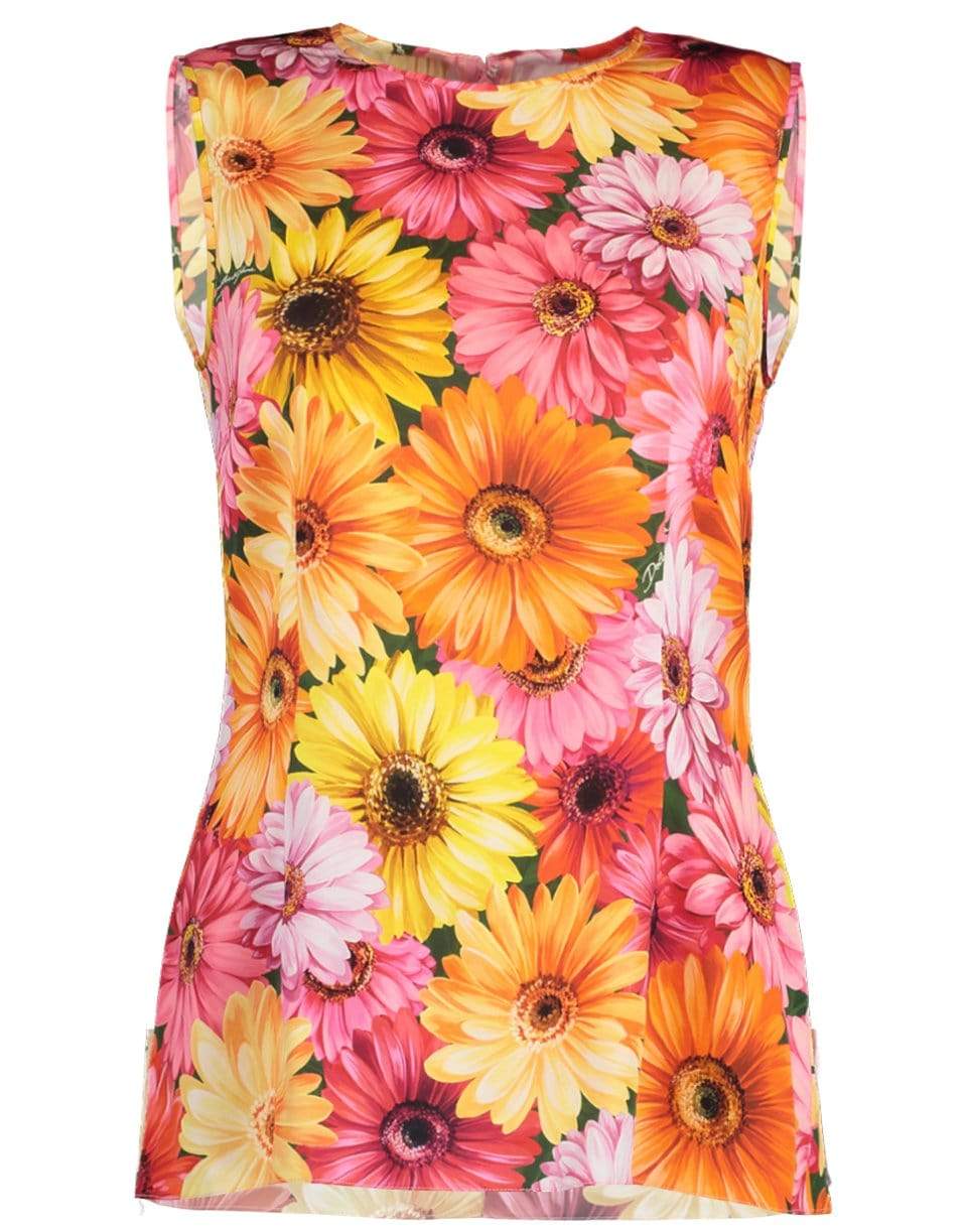 DOLCE & GABBANA-Gerbera Daisy Print Sleeveless Top-