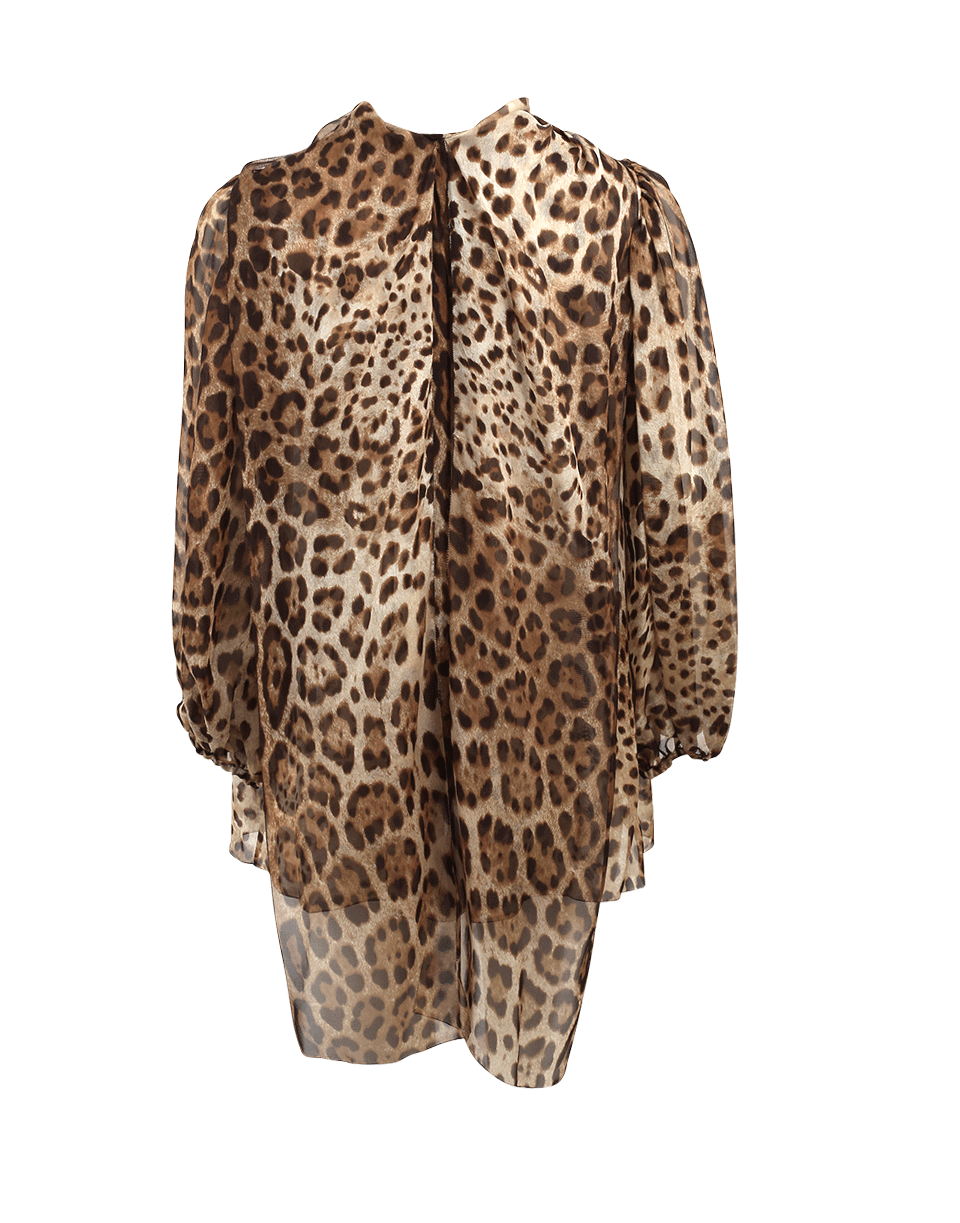 DOLCE & GABBANA-Chiffon Neck Tie Blouse-LEOPARD