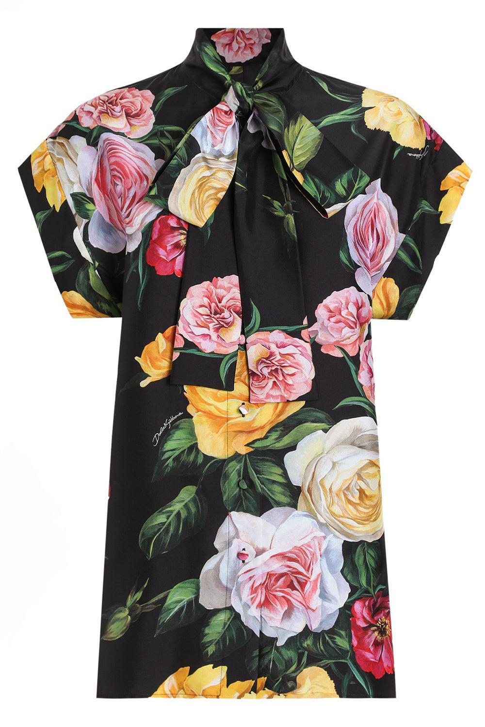 Peonie Tie Neck Blouse-PEONY/ROSE-38-CLOTHINGTOPBLOUSE-DOLCE & GABBANA