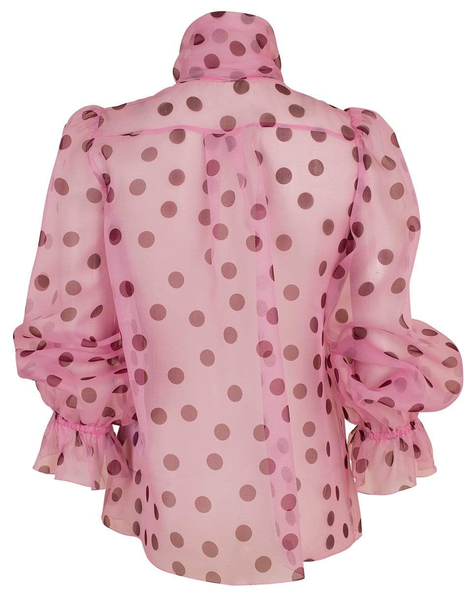 DOLCE & GABBANA-Organza Polka Dot Blouse-