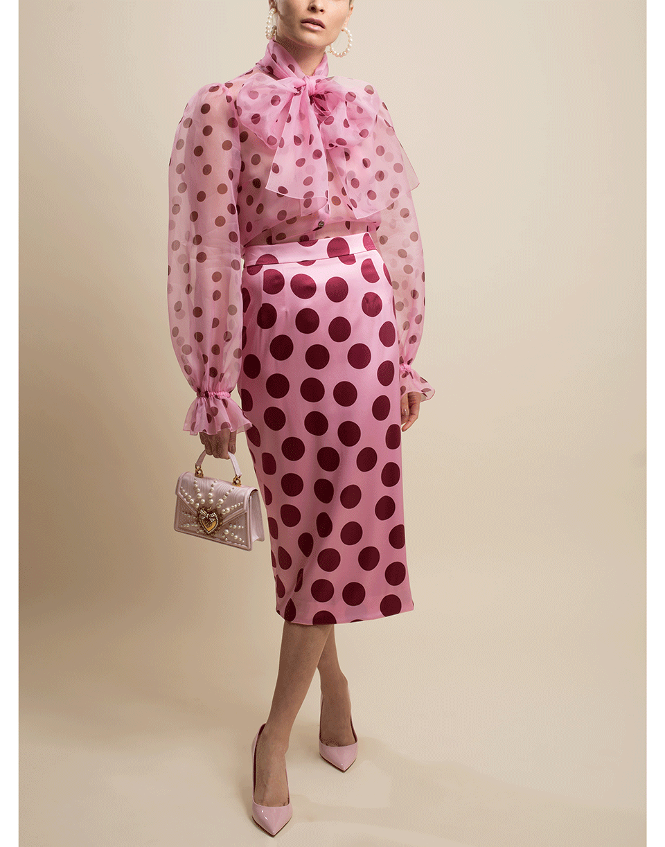 DOLCE & GABBANA-Organza Polka Dot Blouse-