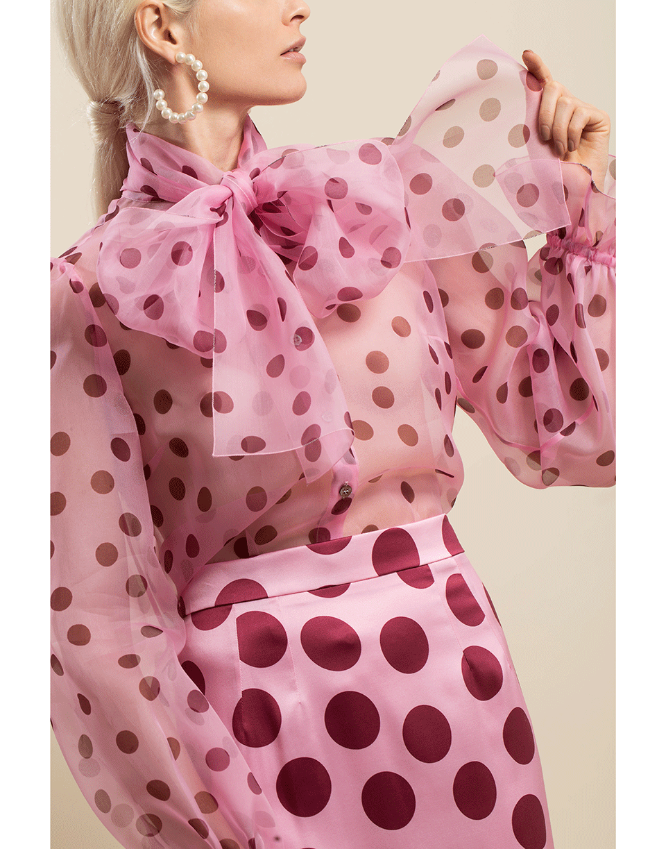 DOLCE & GABBANA-Organza Polka Dot Blouse-