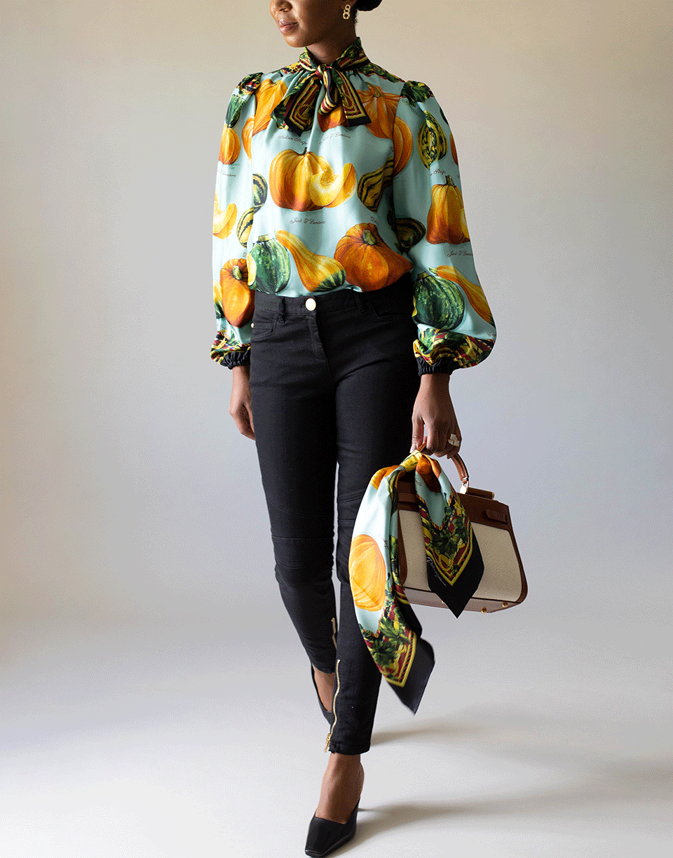 DOLCE & GABBANA-Pumpkin Print Twill Blouse-