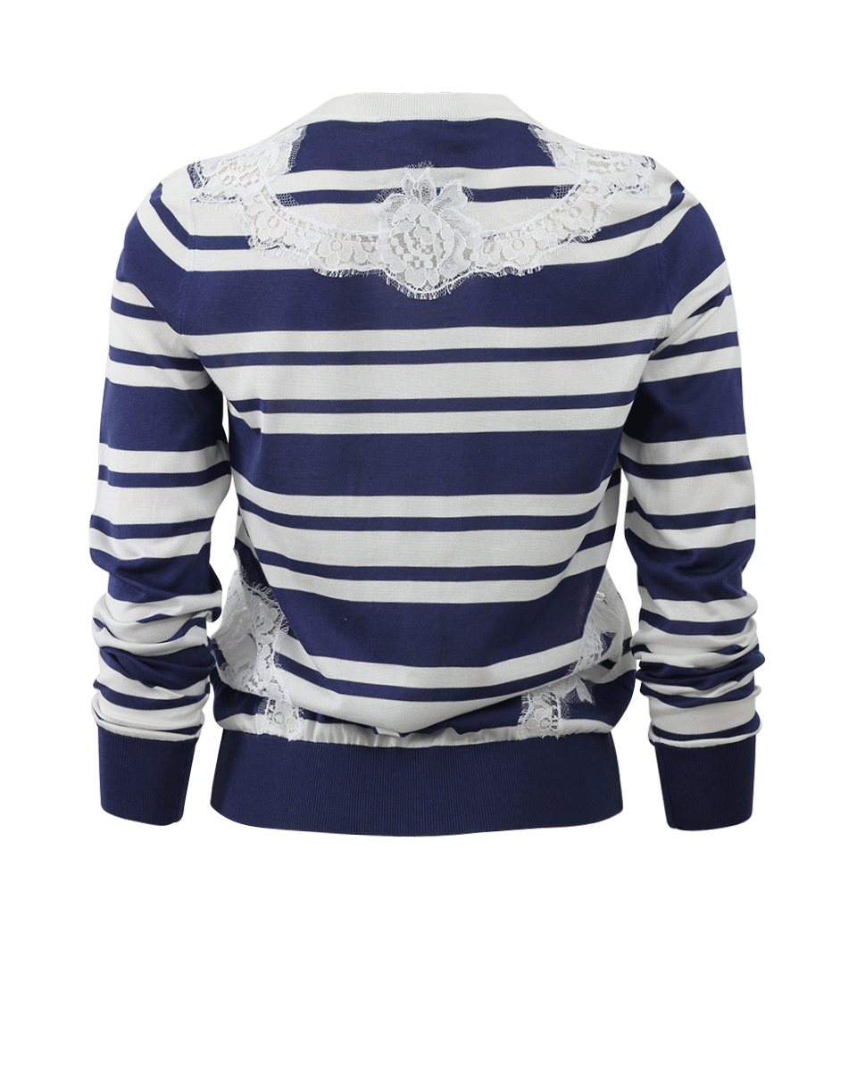 DOLCE & GABBANA-Lace Inset Stripe Cardigan-