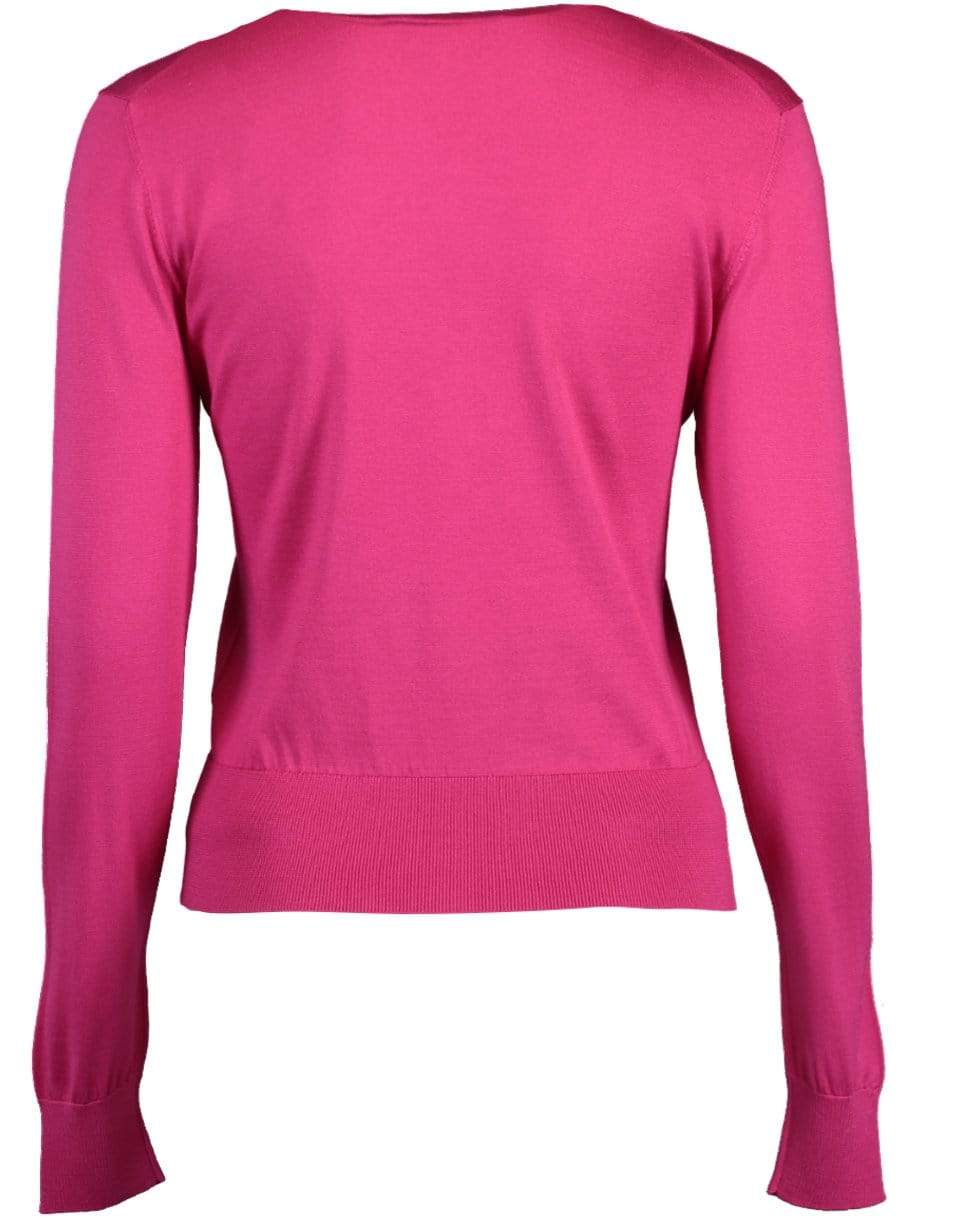 DOLCE & GABBANA-Button Front Silk Crewneck Cardigan-