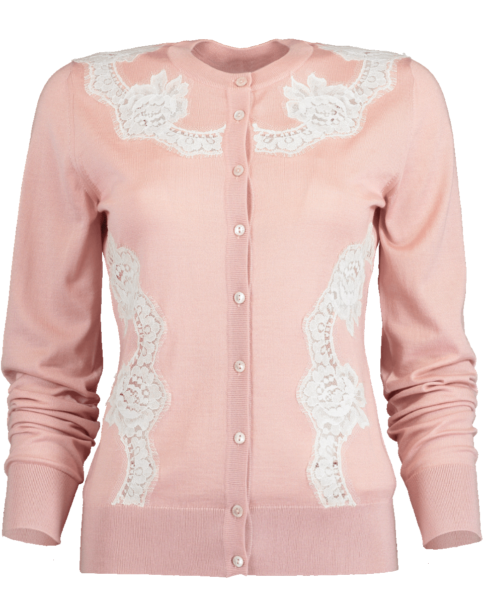 DOLCE & GABBANA-Cashmere and Silk Cardigan with Lace Detail-