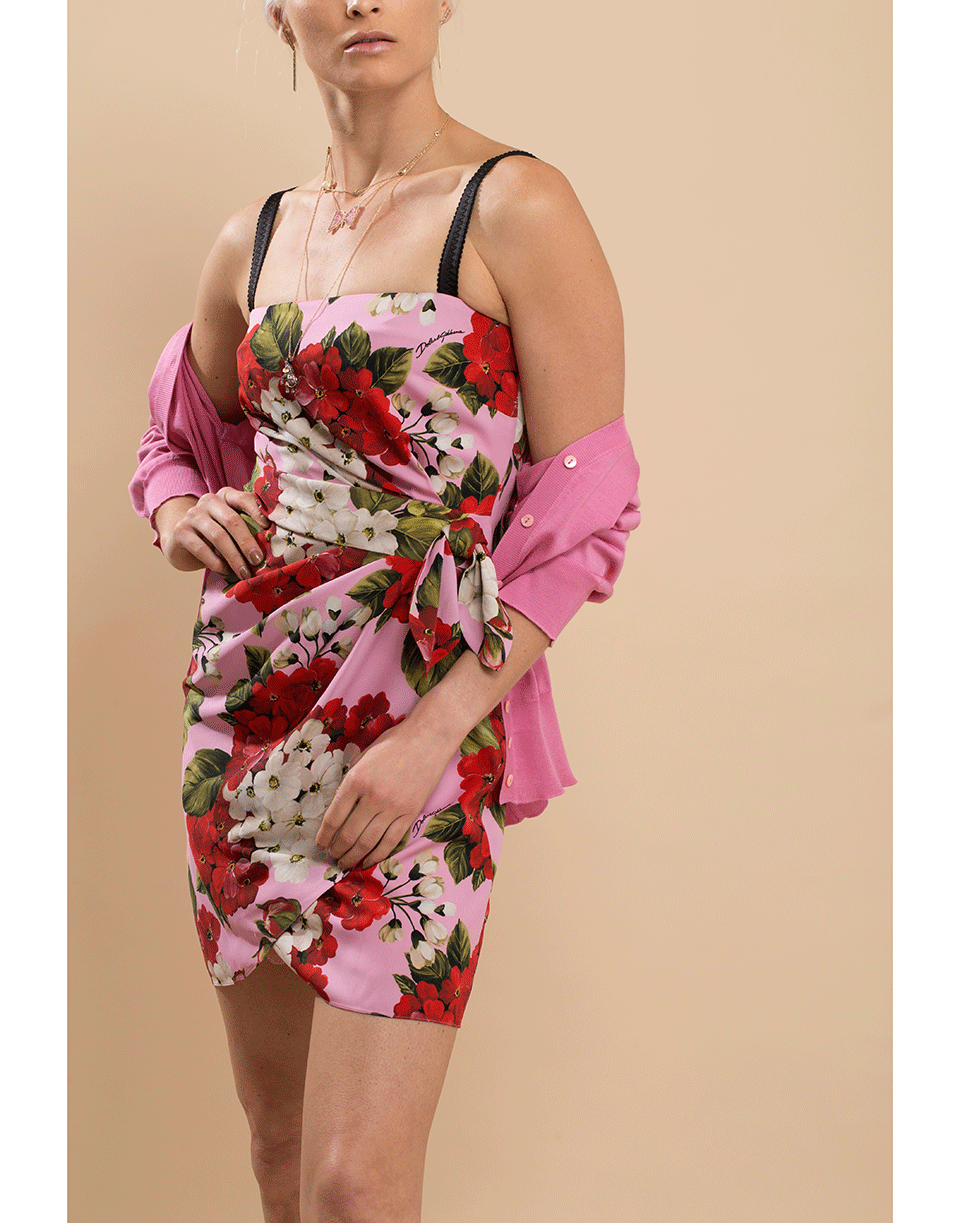 DOLCE & GABBANA-Solid Rose V-Neck Cardigan-