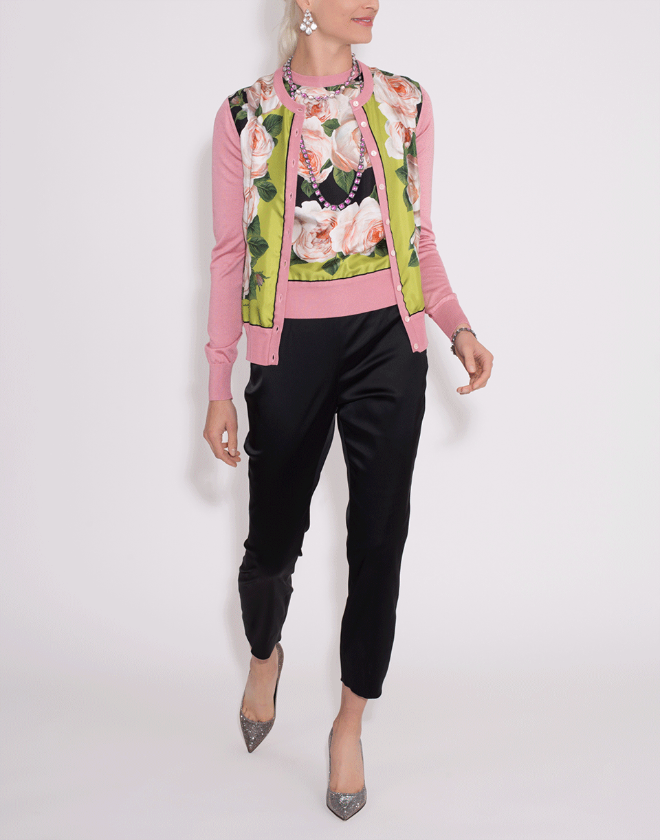 DOLCE & GABBANA-Crewneck Floral Print Cardigan-