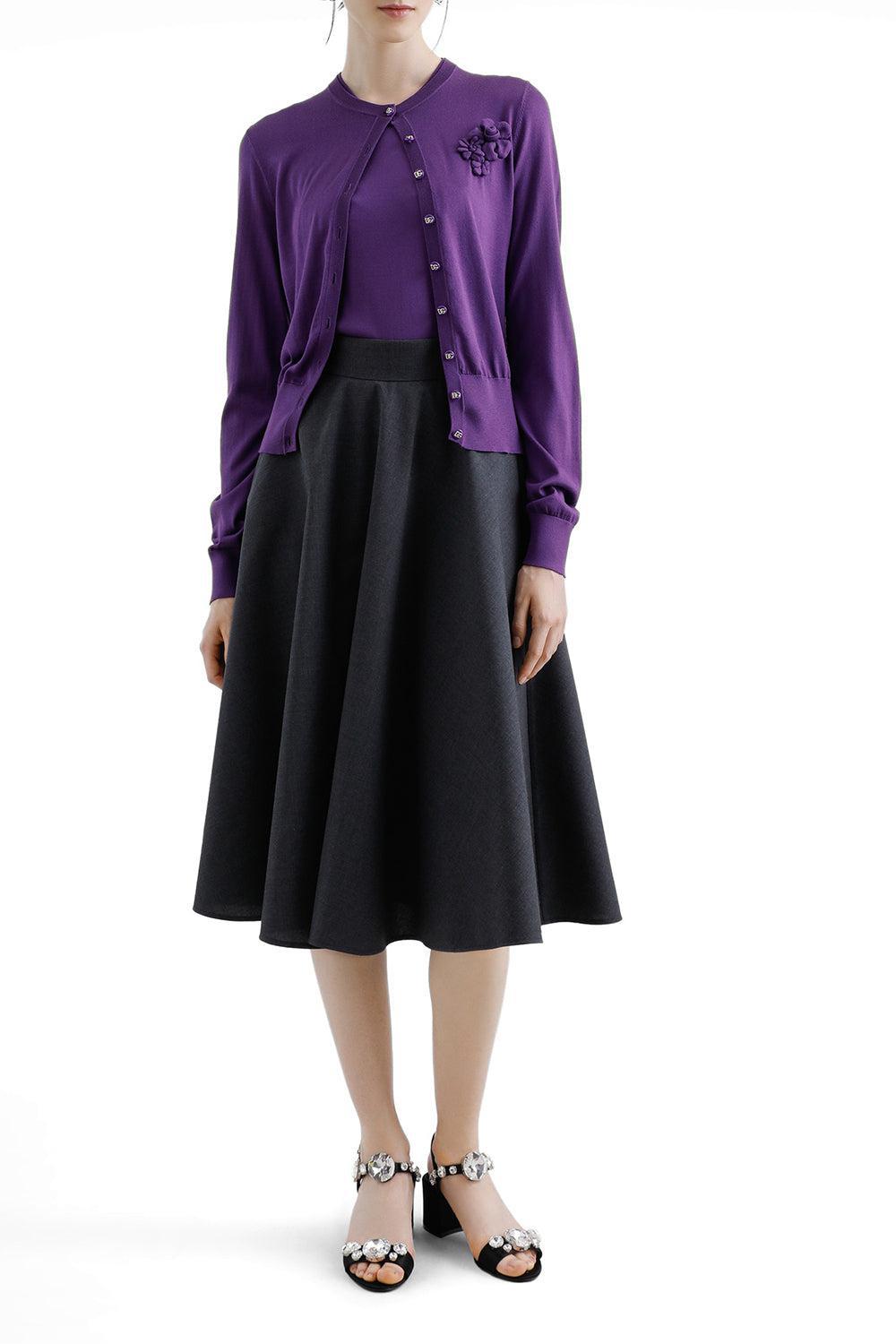 Flower Applique Cardigan-VIOLAMED-38-CLOTHINGTOPCARDIGAN-DOLCE & GABBANA