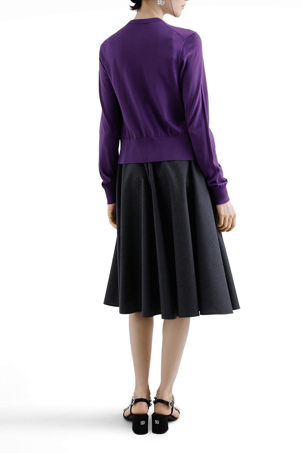 Flower Applique Cardigan-VIOLAMED-38-CLOTHINGTOPCARDIGAN-DOLCE & GABBANA