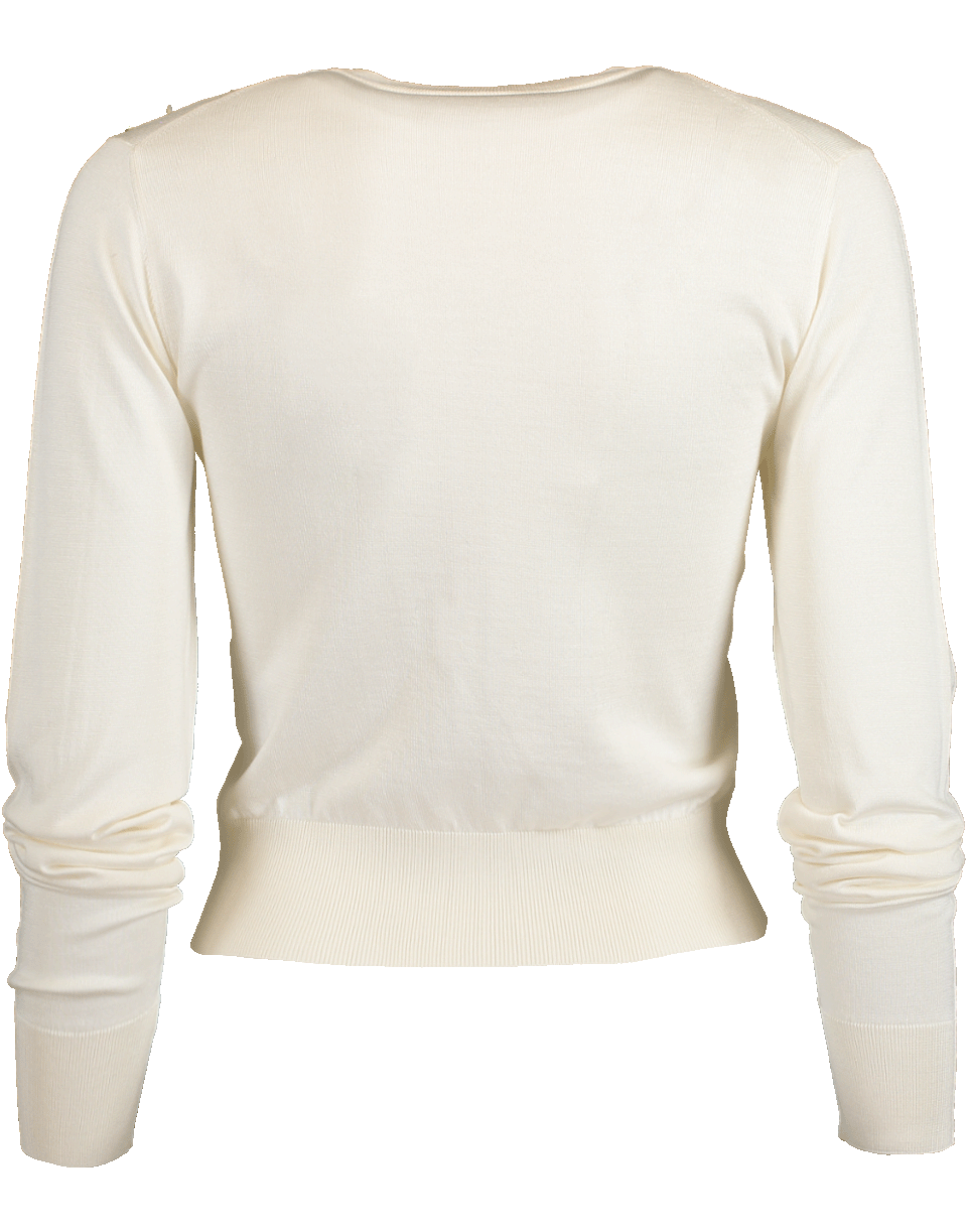 DOLCE & GABBANA-Crewneck Pullover with Flower Embellishment-