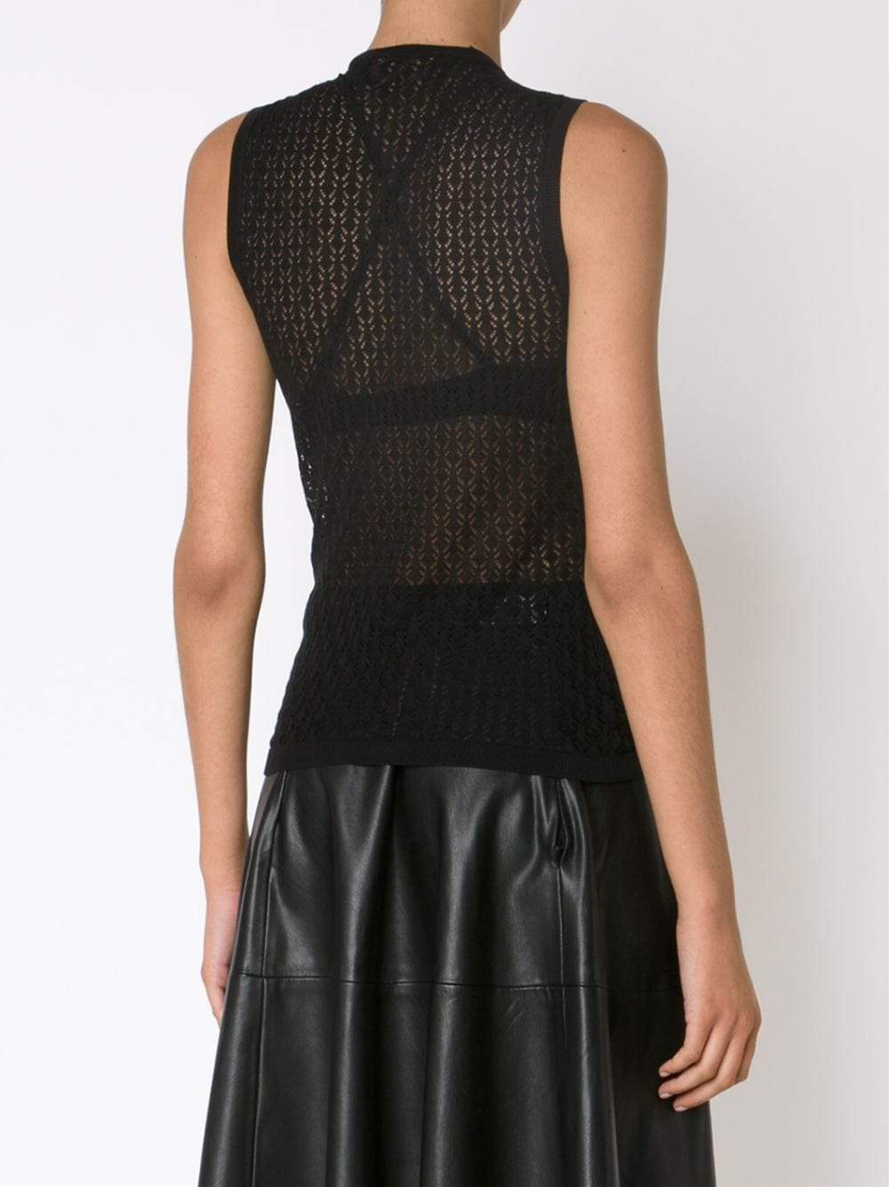 DOLCE & GABBANA-Sleeveless Crewneck Lattice Shell-