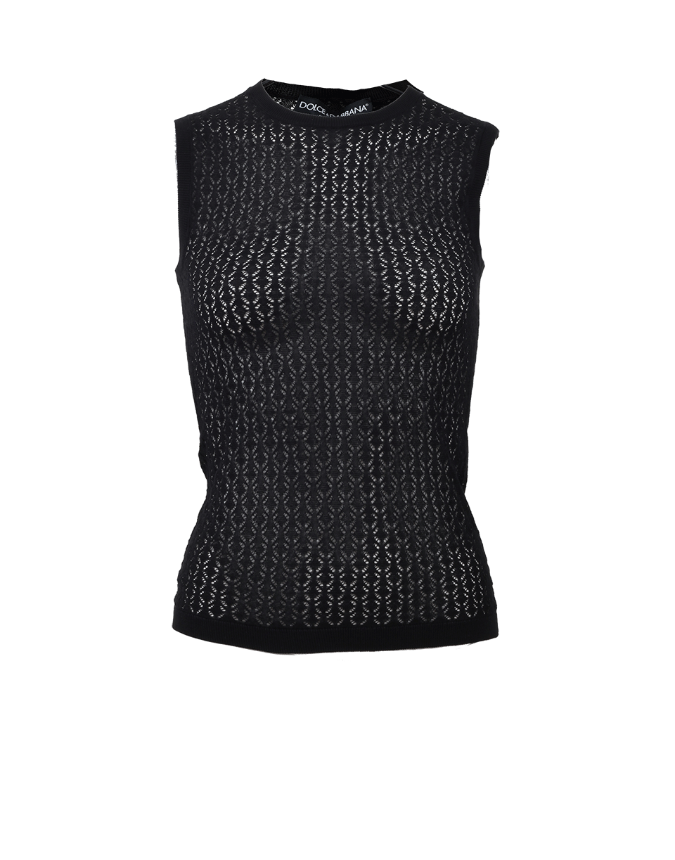 DOLCE & GABBANA-Sleeveless Crewneck Lattice Shell-