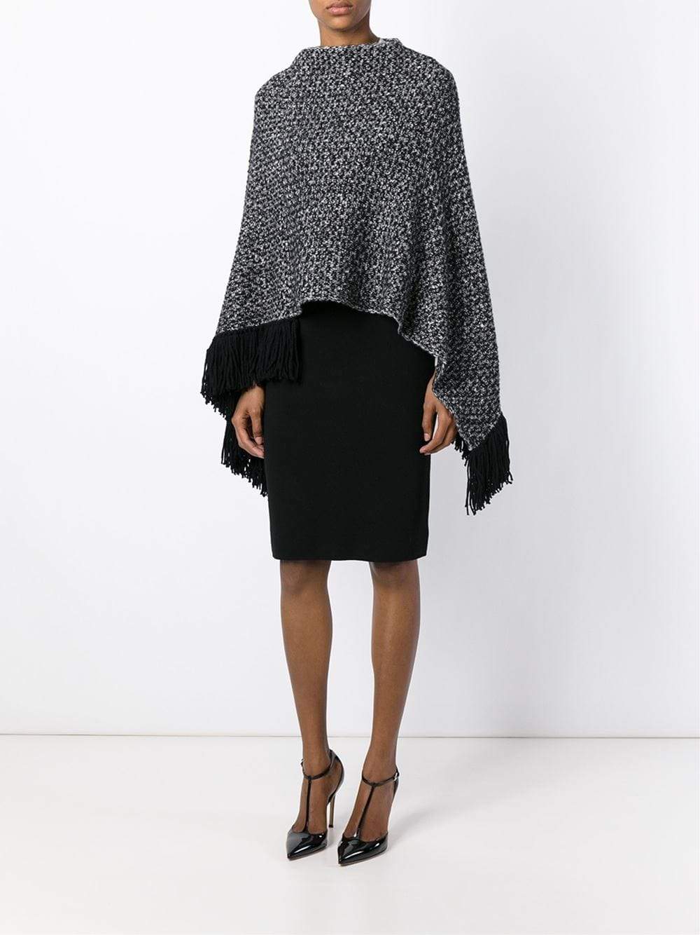 DOLCE & GABBANA-Fringed Knit Poncho-