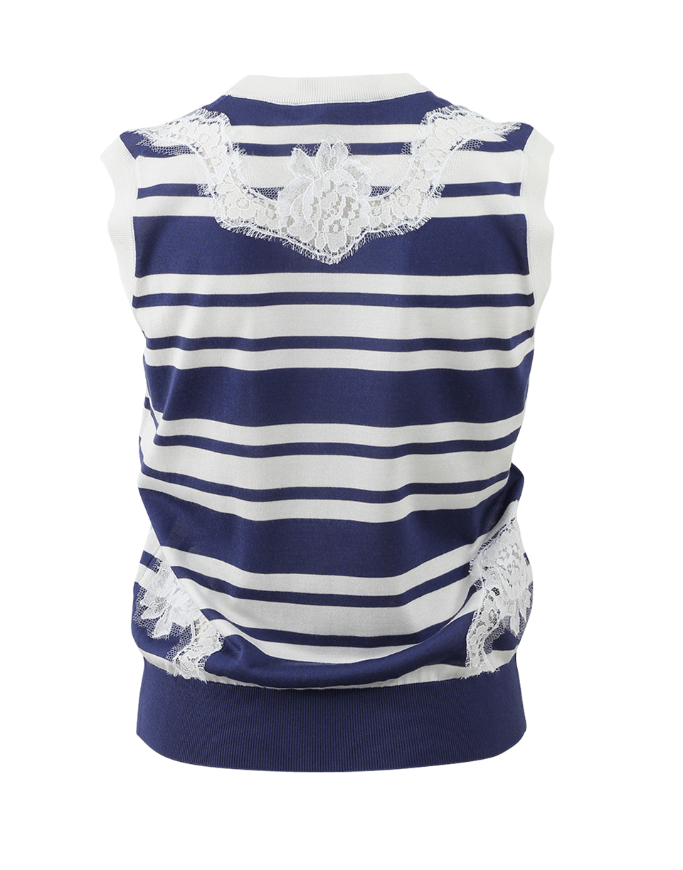 DOLCE & GABBANA-Lace Inset Stripe Shell-