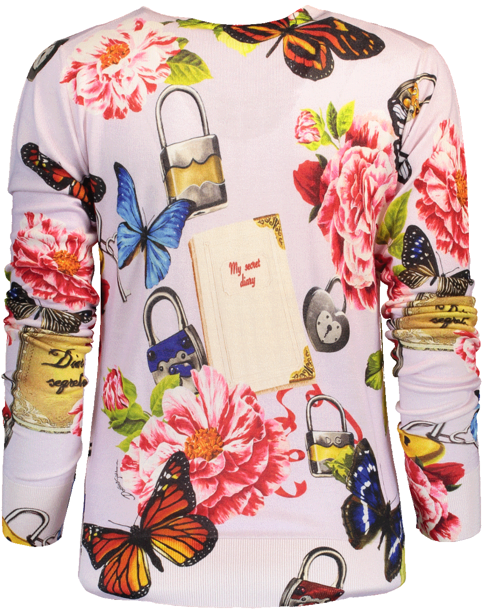 DOLCE & GABBANA-Butterfly Locket Print Top-