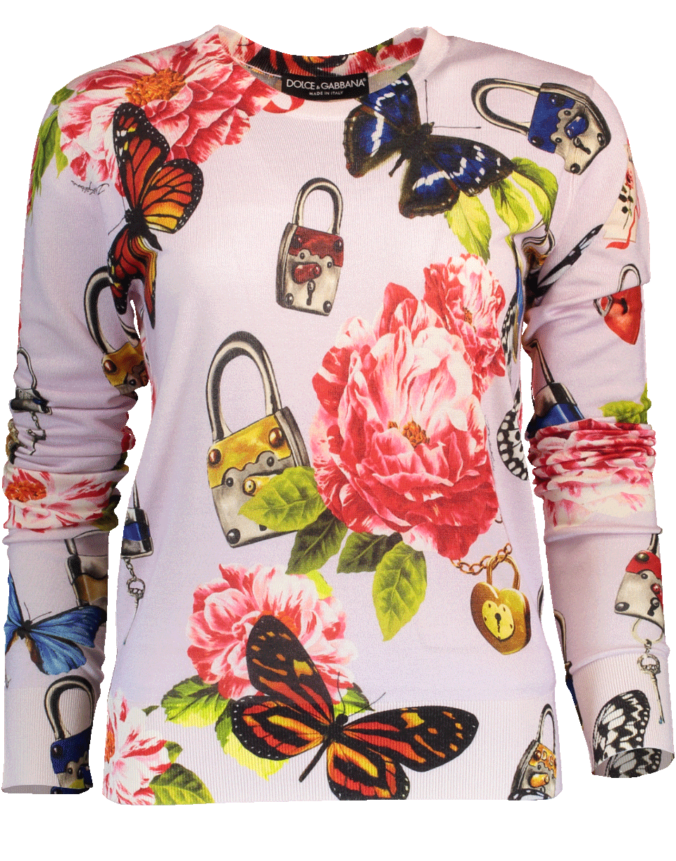 DOLCE & GABBANA-Butterfly Locket Print Top-