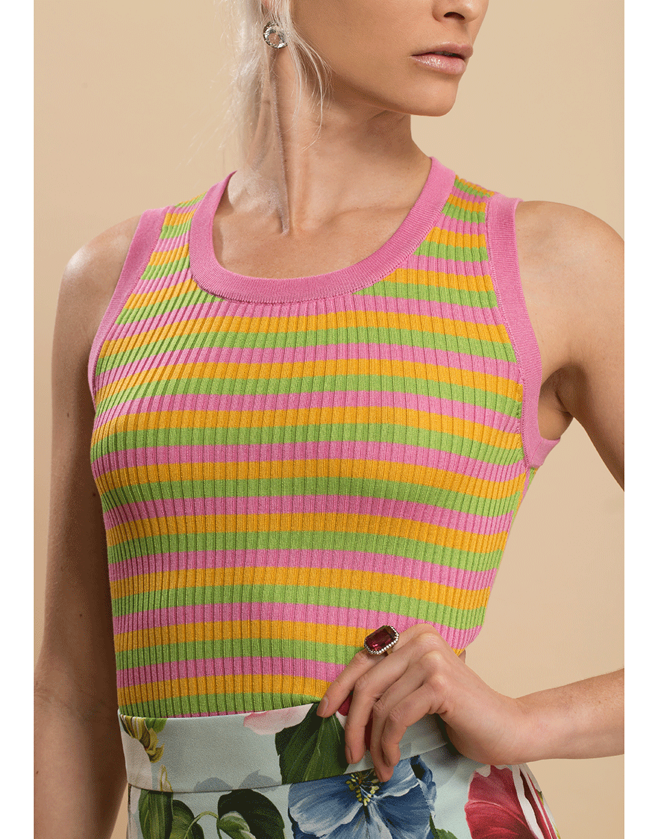 DOLCE & GABBANA-Striped Ribbed Racerback Tank-