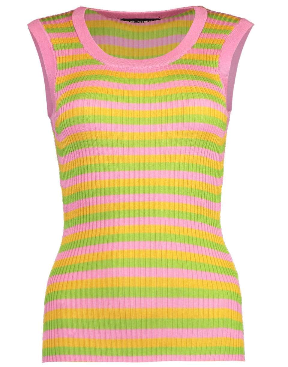 DOLCE & GABBANA-Striped Ribbed Racerback Tank-