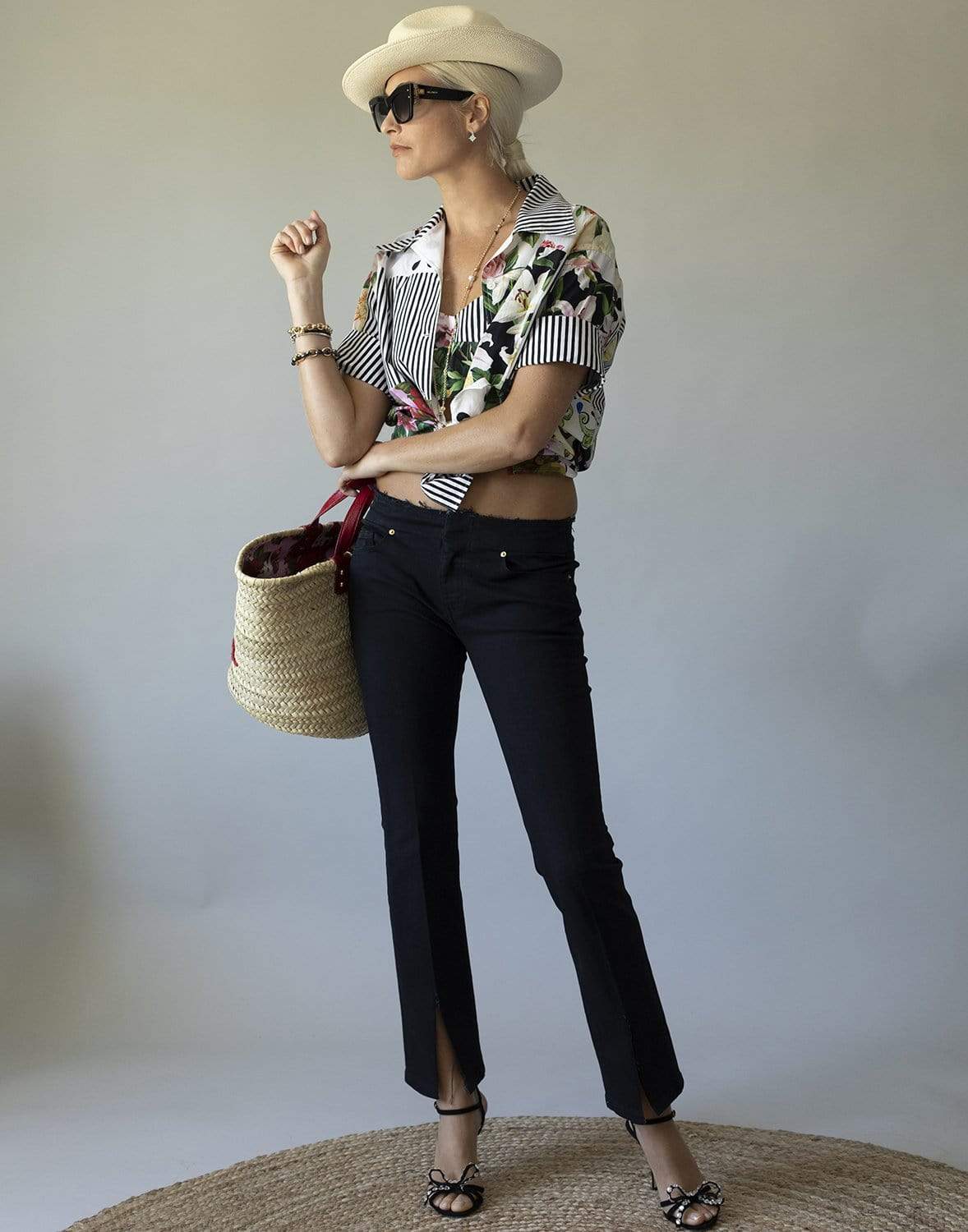 DOLCE & GABBANA-Cotton Poplin Patchwork Bowling Shirt-