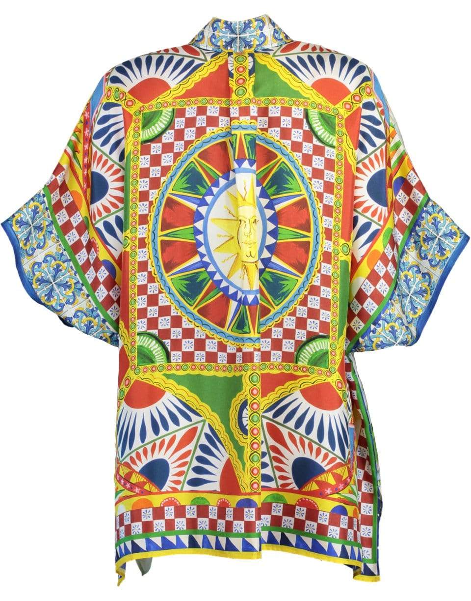 DOLCE & GABBANA-Floral Patchwork Silk Bowling Shirt-