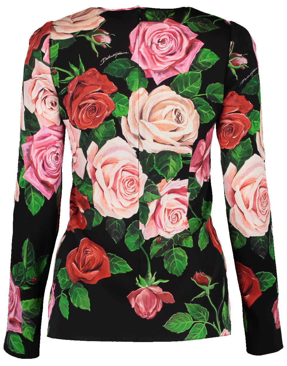 DOLCE & GABBANA-Rose Print Fitted Crewneck-