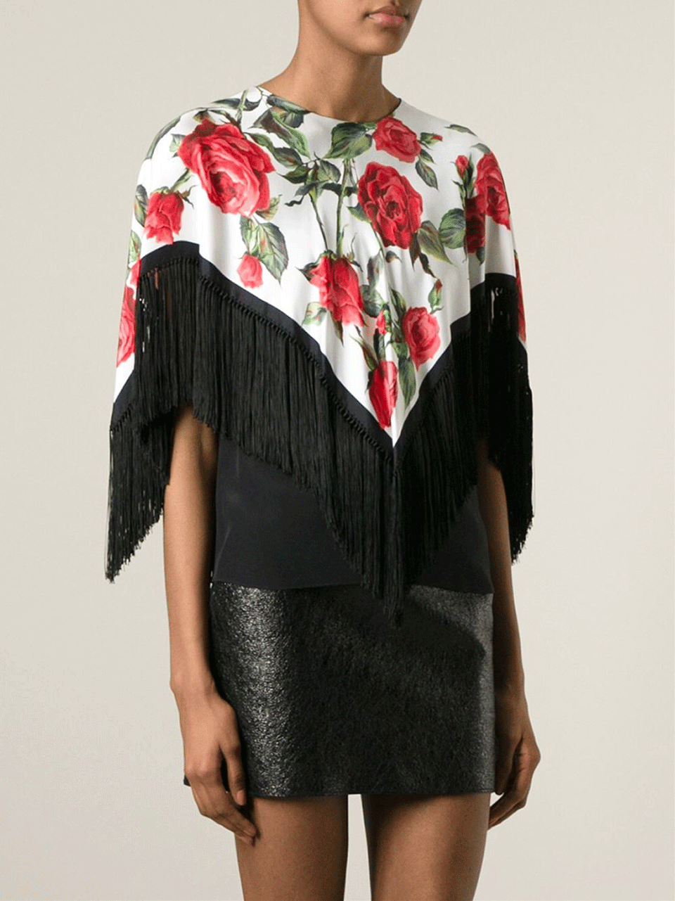 DOLCE & GABBANA-Floral Rose Poncho-FLORAL