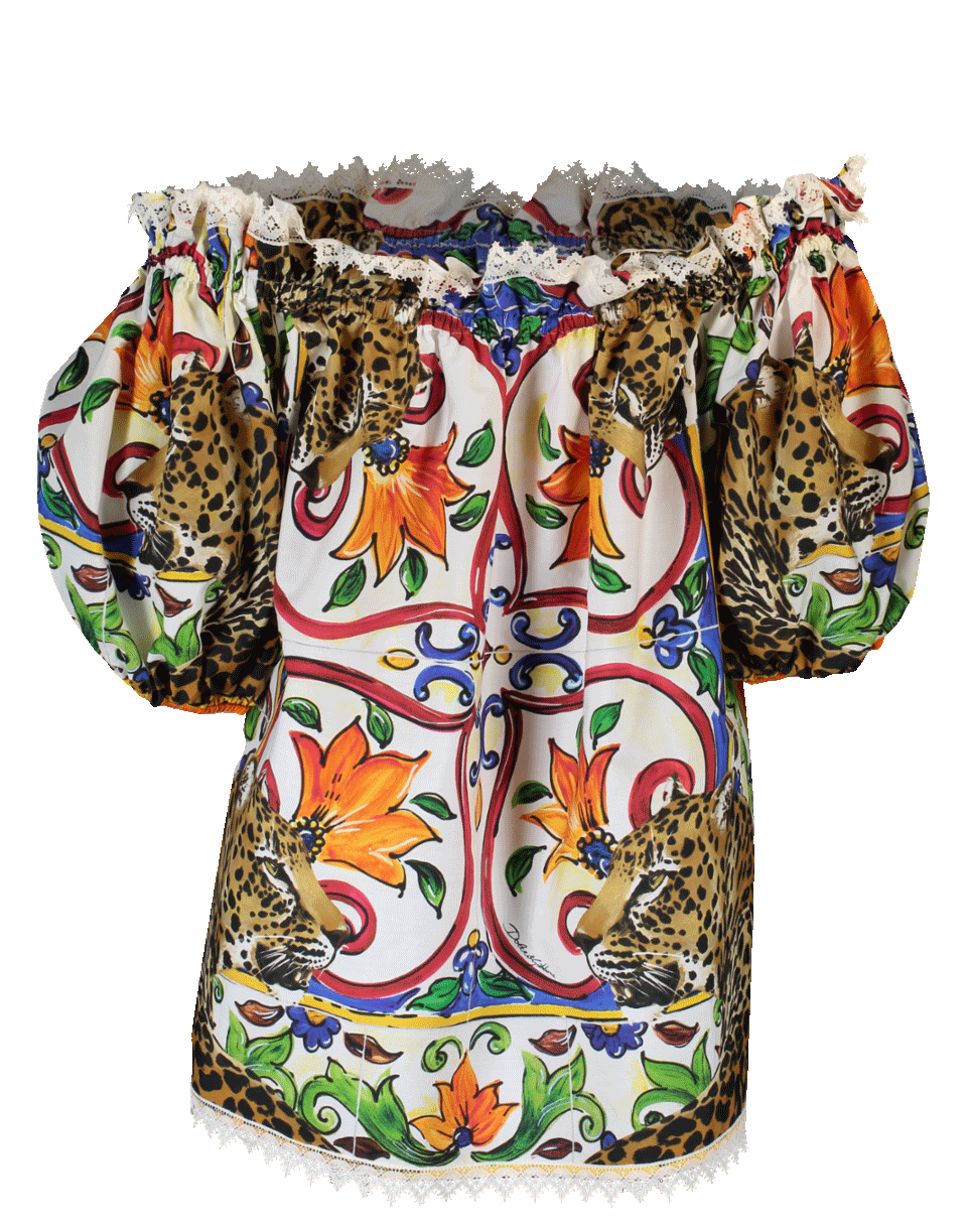 DOLCE & GABBANA-Off Shoulder Top With Lace Trim-MAIOLICA
