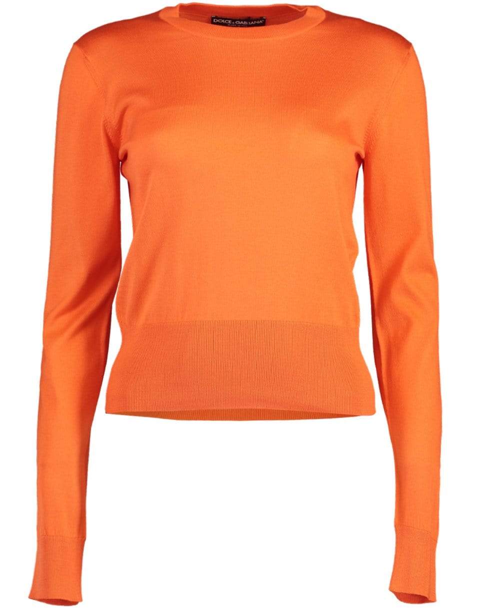 DOLCE & GABBANA-Mandarine Silk Crewneck Pullover Top-