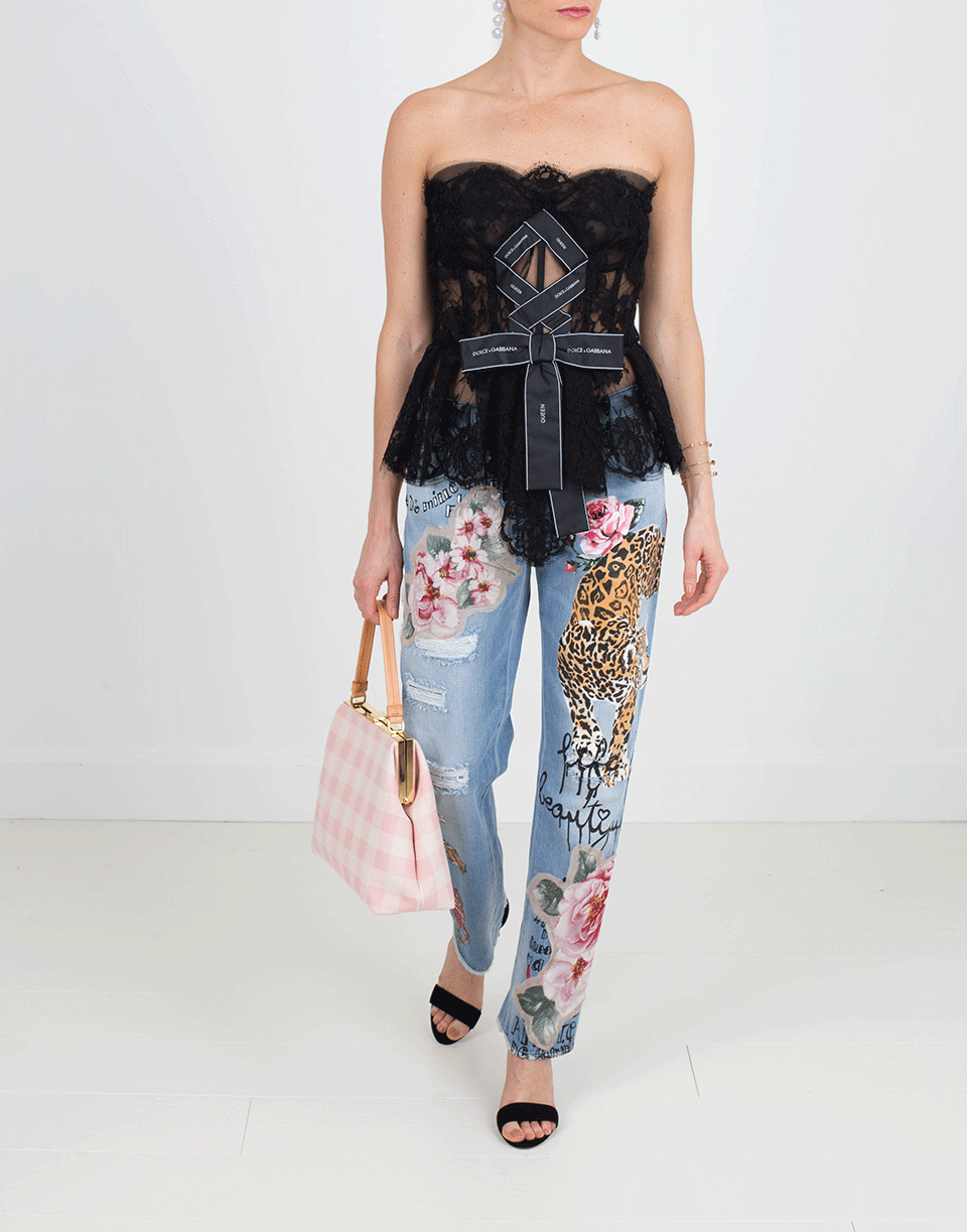 DOLCE & GABBANA-Lace Bustier-NERO