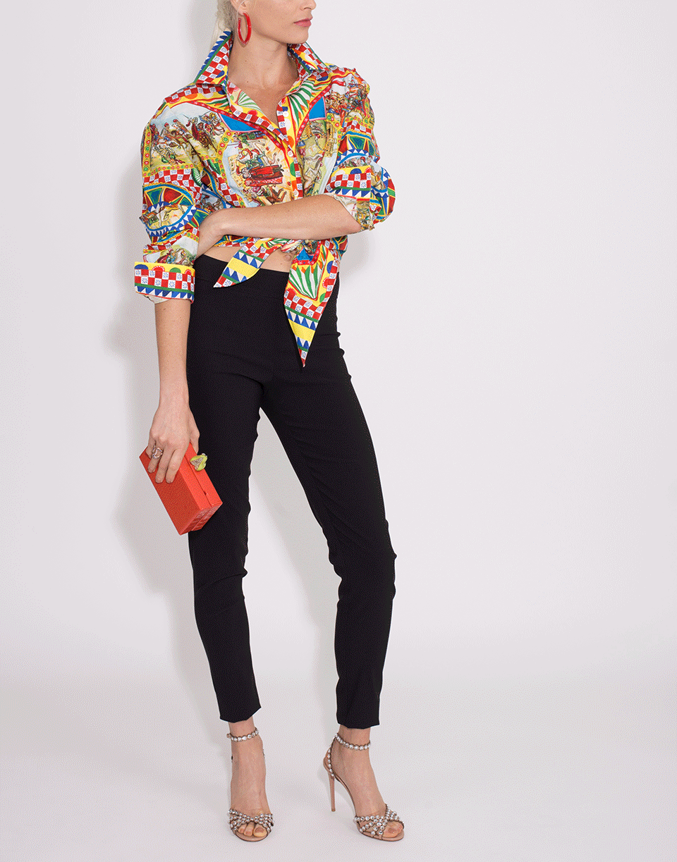 DOLCE & GABBANA-Printed Poplin Tie Front Top-