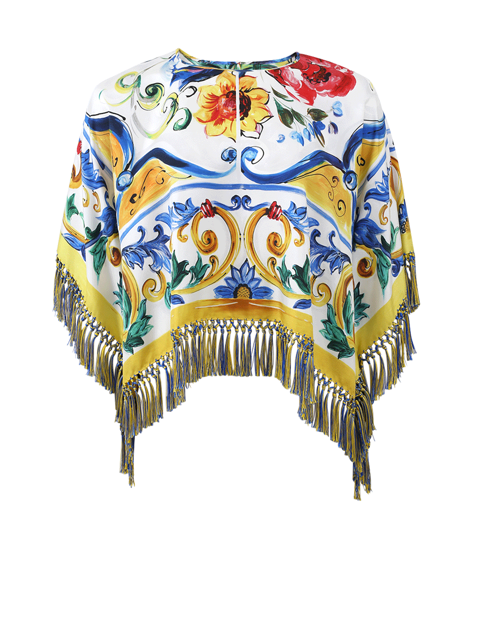 DOLCE & GABBANA-Crop Maiolica Fringe Top-