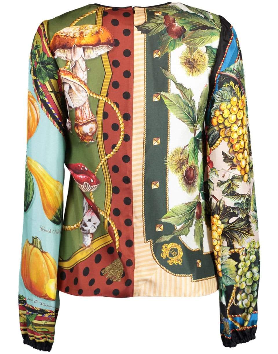 DOLCE & GABBANA-Long Sleeve Pumpkin Printed Bateau Neck Top-
