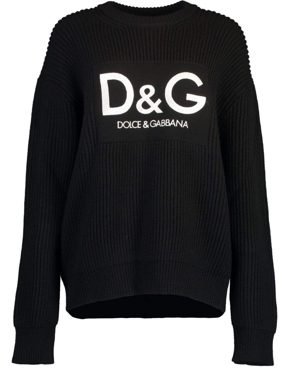 DOLCE & GABBANA-Ribbed D&G Embroidered Pullover-