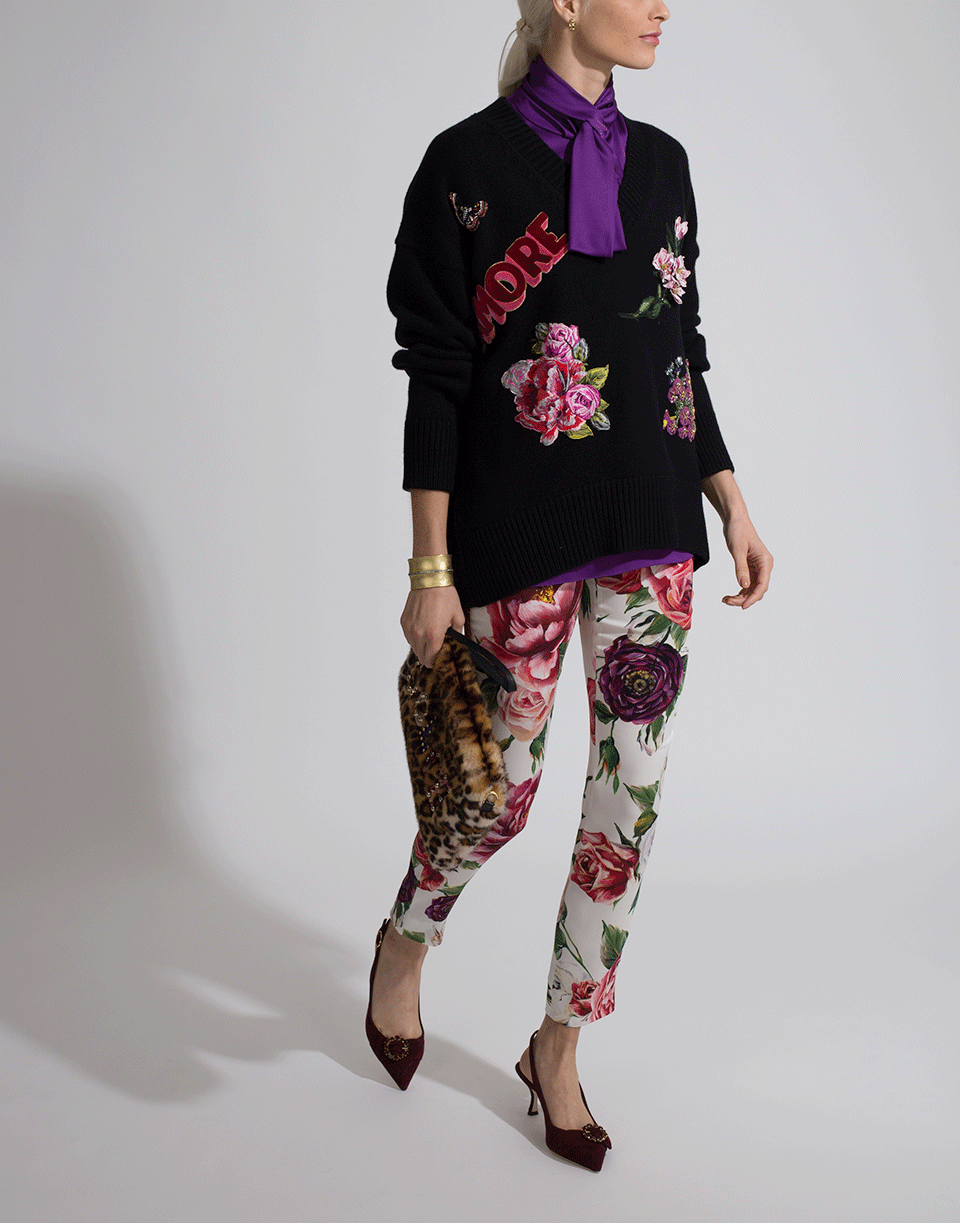 DOLCE & GABBANA-Knit "Amore" Applique Pullover-