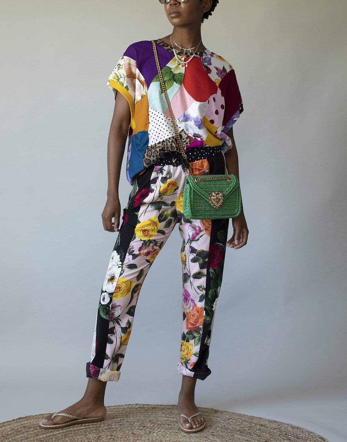 DOLCE & GABBANA-Patchwork Printed Short Sleeve Shirt-