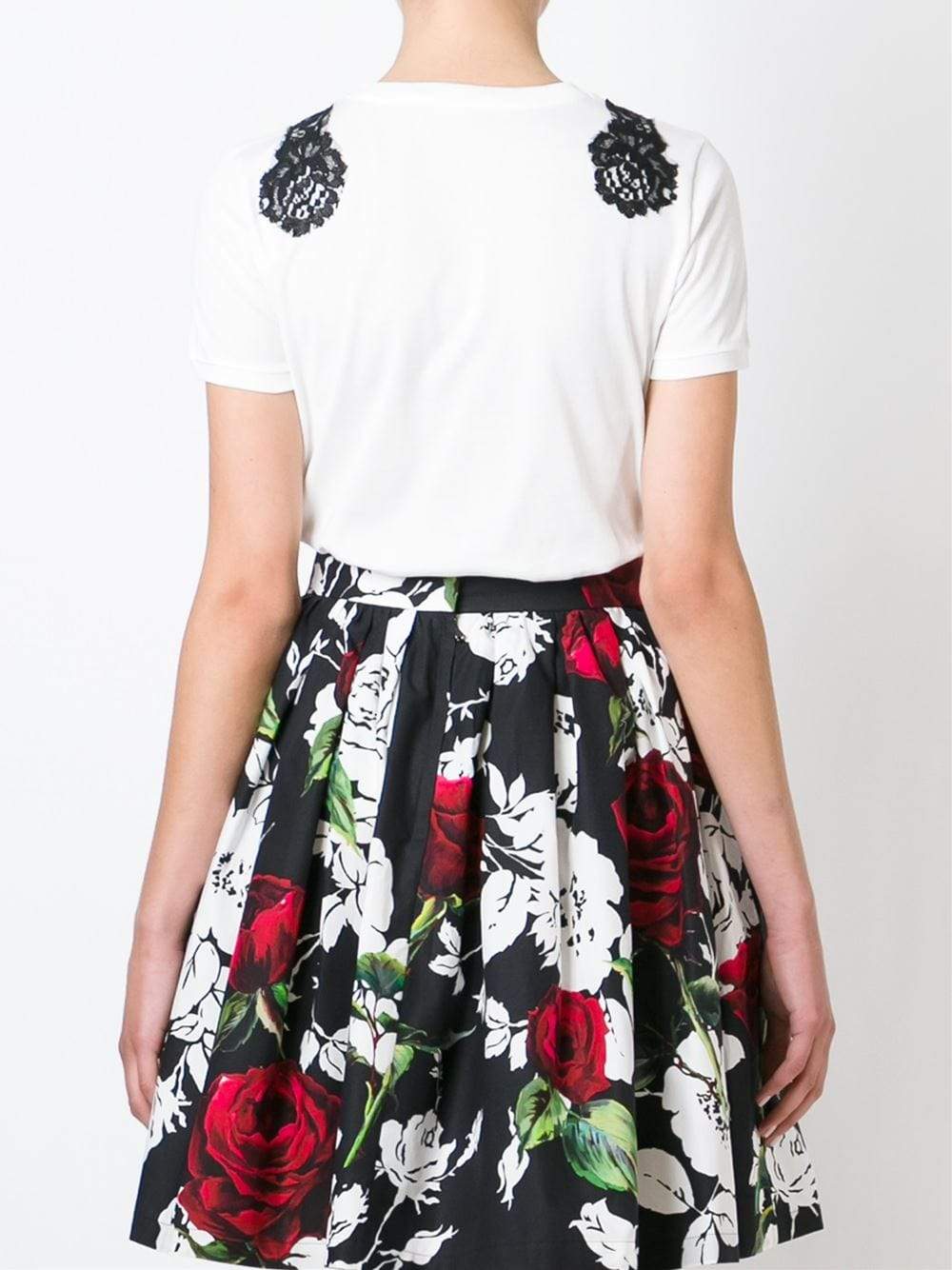 DOLCE & GABBANA-Lace Detail Jersey Tee-