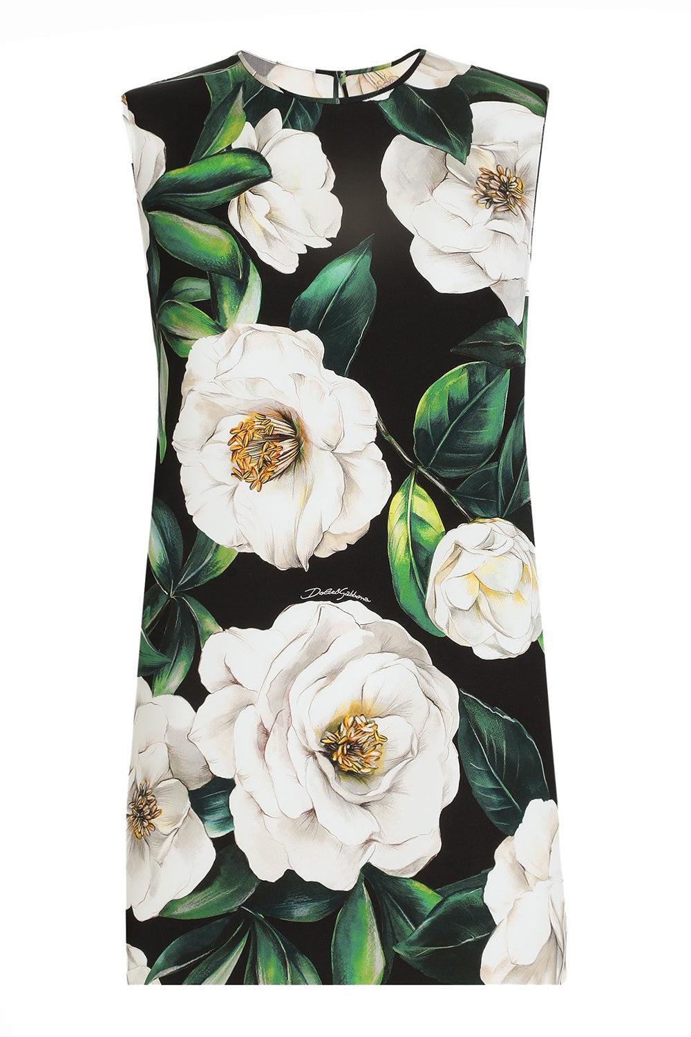 GARDENIA TANK TOP-GARDENIA/NERO-40-CLOTHINGTOPTANK-DOLCE & GABBANA