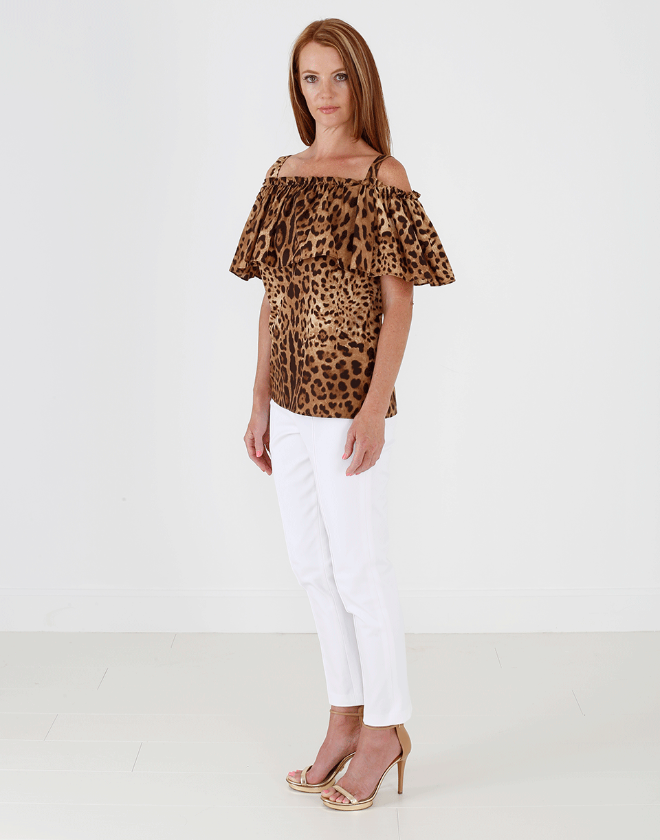 DOLCE & GABBANA-Off Shoulder Leopard Tank-