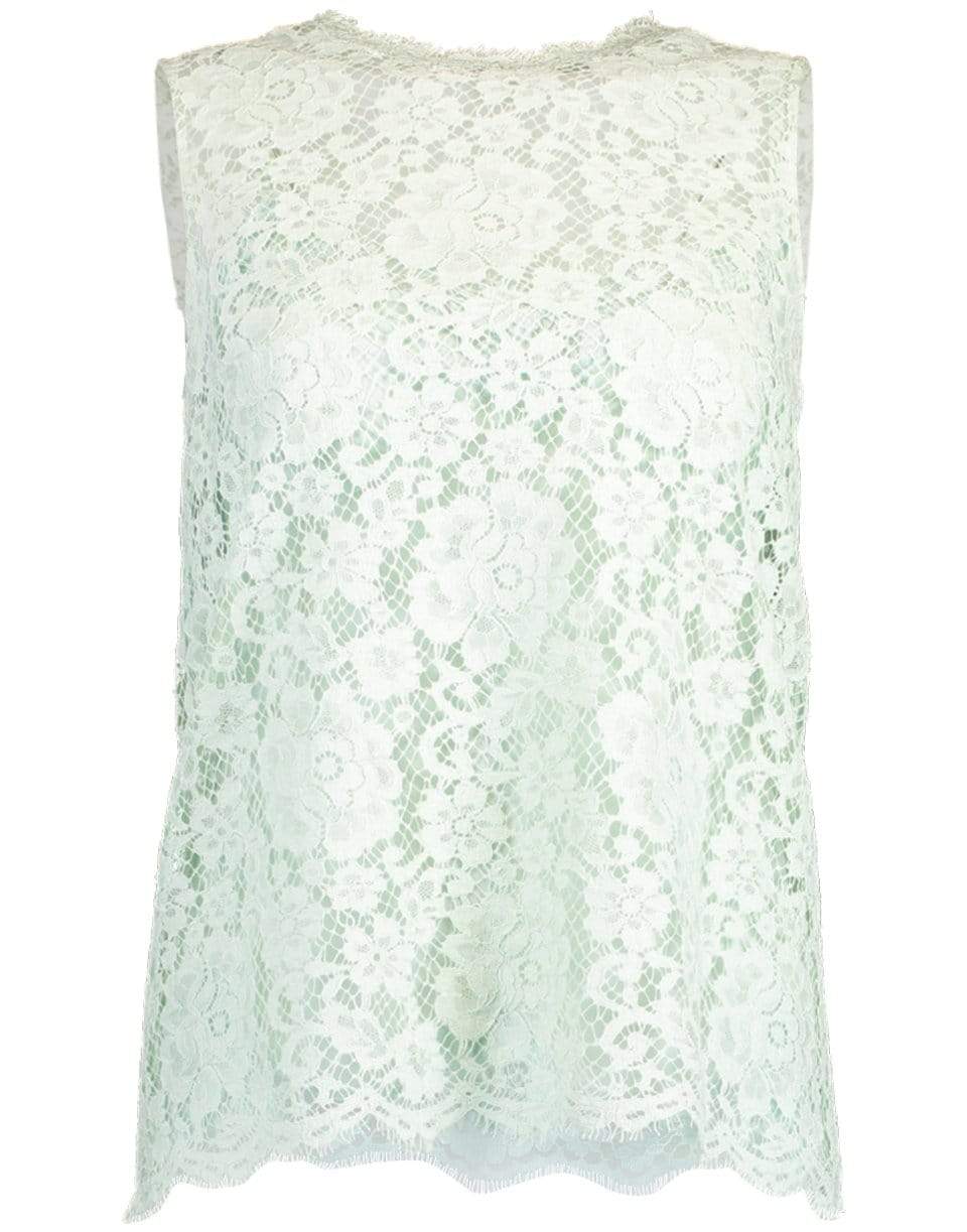 DOLCE & GABBANA-Sleeveless Crewneck Lace Shell Top-