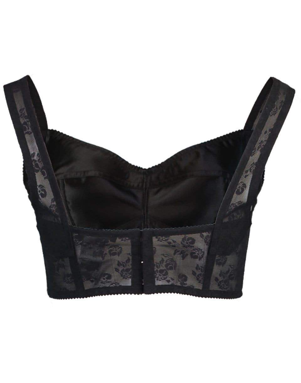 DOLCE & GABBANA-Jacquard Cropped Bustier Top-