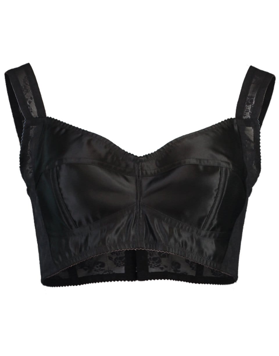 DOLCE & GABBANA-Jacquard Cropped Bustier Top-