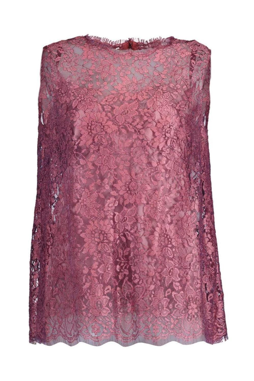 Sleeveless Lace Lame Cami Top-PINK-46-CLOTHINGTOPTANK-DOLCE & GABBANA