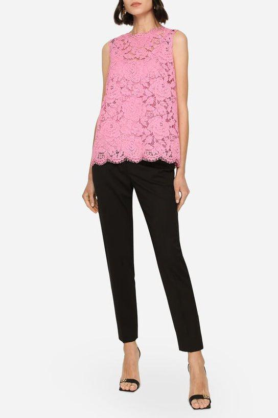 DOLCE & GABBANA-Sleeveless Lace Top-