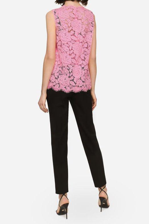 DOLCE & GABBANA-Sleeveless Lace Top-