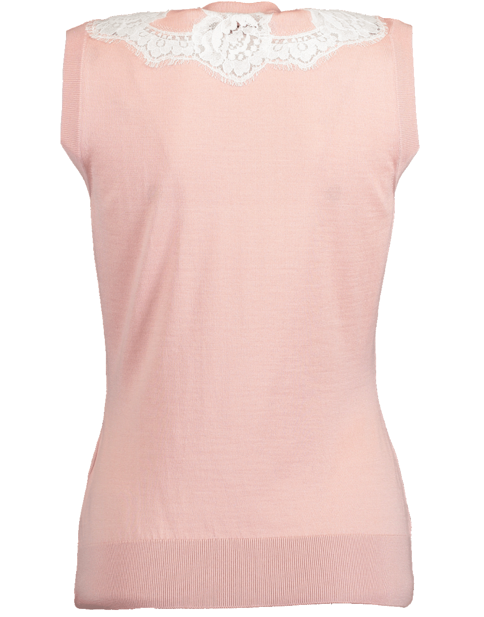 DOLCE & GABBANA-Sleeveless Cashmere and Silk Knit with Lace Detail-