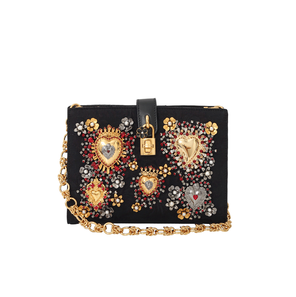 DOLCE & GABBANA-Heart Embellished Pouchette-BLACK