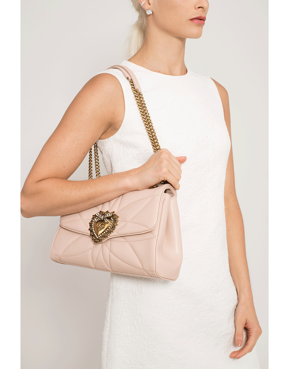 DOLCE & GABBANA-Cipria Devotion Medium Flap Bag-CIPRIA