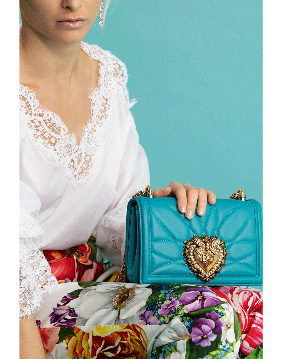 DOLCE & GABBANA-Aqua Devotion Small Flap Bag-AQUA
